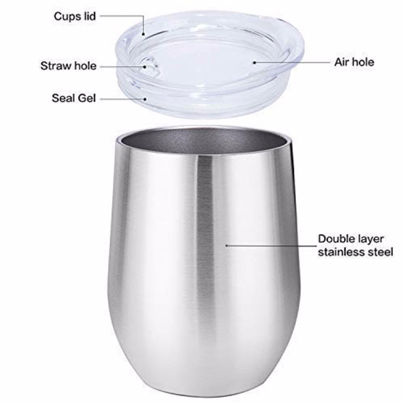 12 oz Wine Tumbler with Lid MultiColors - Picture 2 of 8